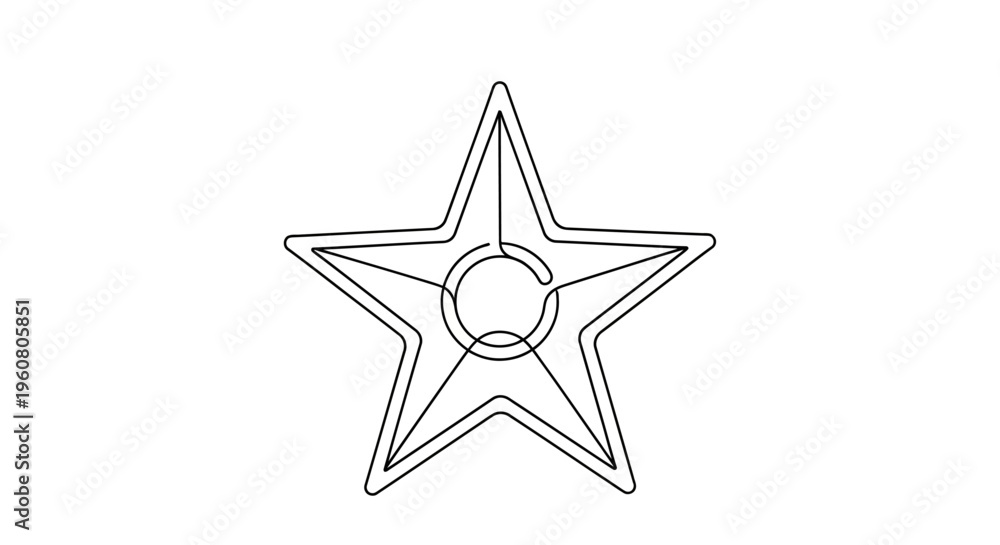 Obraz premium Minimalist Star Outline Drawing Vector Art