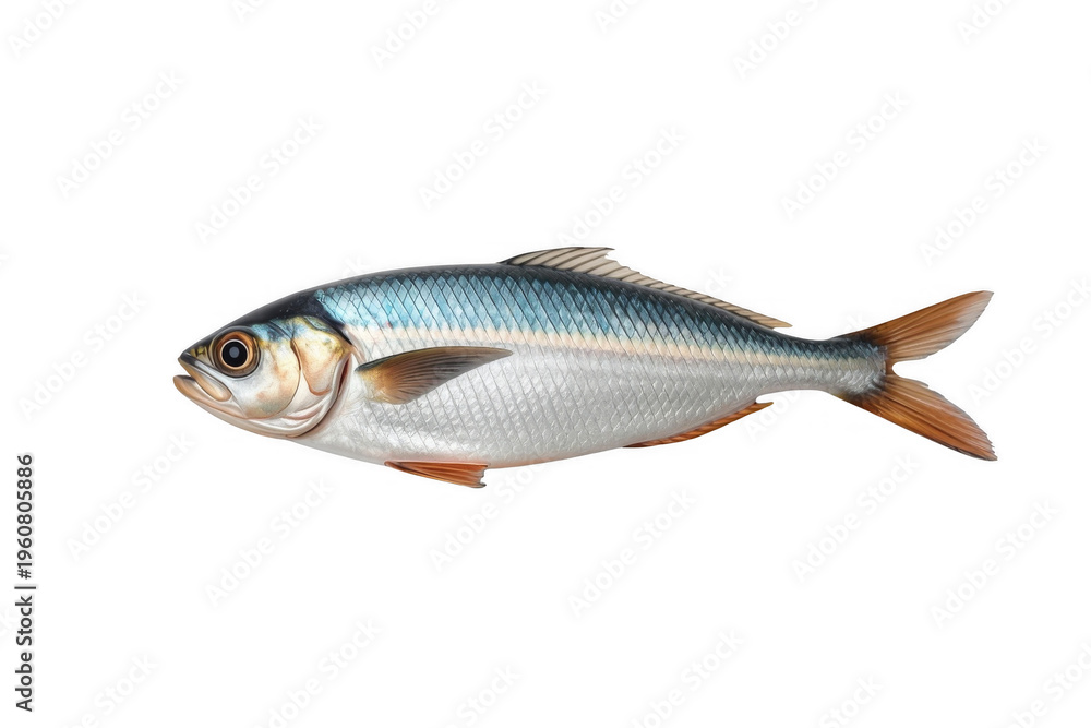 Fototapeta premium Sardine fish showcasing its body, fins, and scales