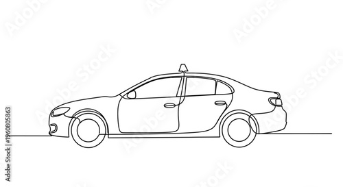 Minimalist Taxi Car Line Drawing - Clean One Line Art