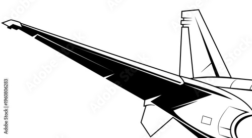 Modern Jet Fighter Aircraft Wing and Tail Close-up Illustration