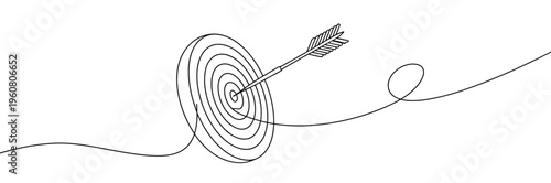 Target With Arrow Continuous Line Art Success Symbol