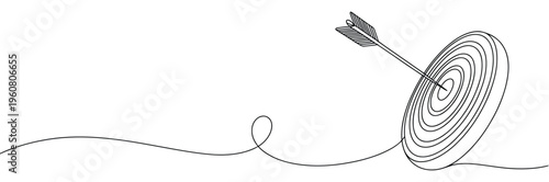 Target Bullseye Continuous Line Drawing Success Precision Illustration