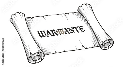 Old Parchment Scroll with "Warrante" Text