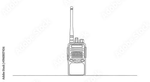 Outline illustration of a vintage walkie-talkie on a white background