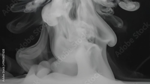 Abstract swirling white vapor forms against a dark background