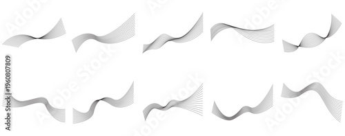 Set of Minimalist Abstract Wavy Line Art Design Decorative Element Illustration
