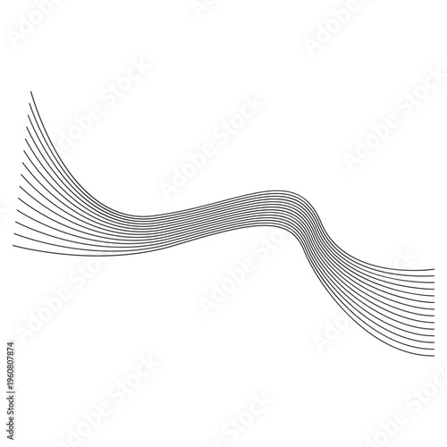 Minimalist Abstract Wavy Line Art Design Decorative Element Illustration
