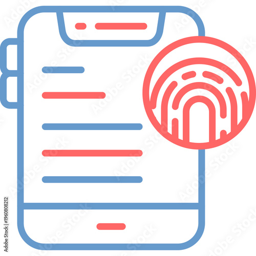 Mobile Lock Biometric Vector Icon