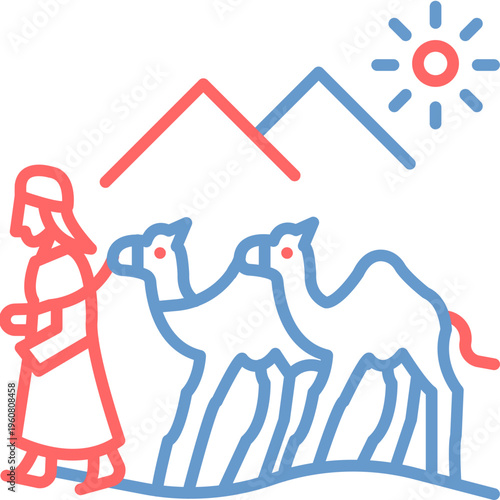 Camel Caravan Vector Icon