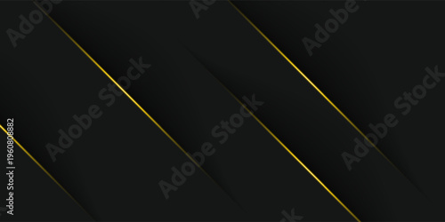 Abstract Black Background with Luxury Gold Diagonal Glowing Lines