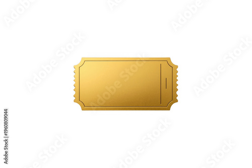 Blank golden admission ticket with transparent background