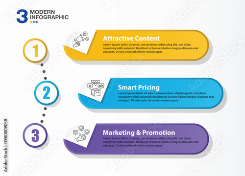 Infographic 3 Process Business Concept Strategy Growth Planning Success Framework