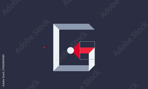 A modern minimalist logo design featuring a stylized letter g with geometric shapes and symbols