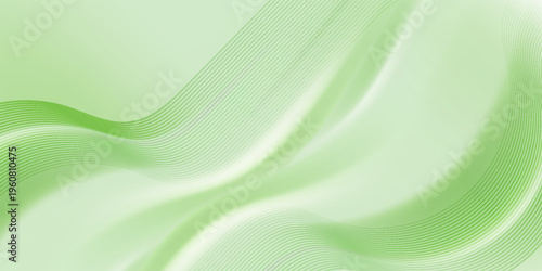 Abstract Light Green Gradient Background with Elegant Wavy Lines