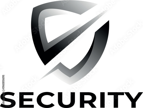 Modern abstract security shield logo with a sleek gradient design representing digital protection data safety and cybersecurity branding