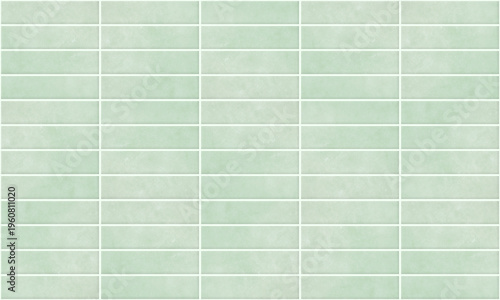 Seamless pattern. Light green tile wall and floor texture. Horizontal tiles. Tileable background. 
