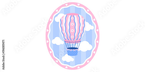Funky cute vector with frame kawaii square and lace template hand. Border memo pink with menu balloon paper and coquette oval love. Scrapbook signboard funky with children design frame and trendy