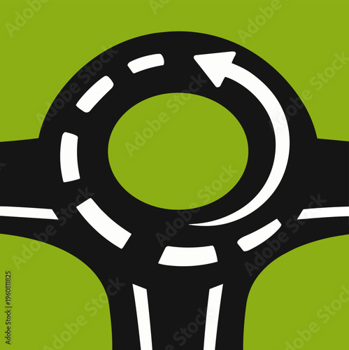 Roundabout road icon. Traffic and navigation loop concept.