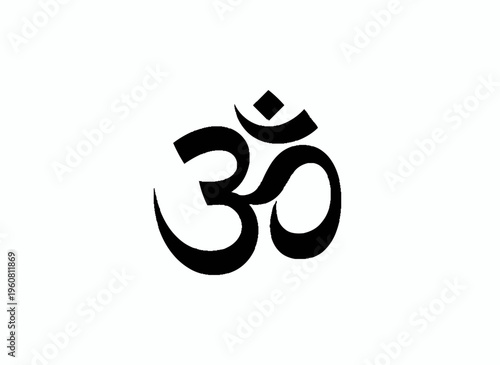 Om Symbol: A minimalist depiction of the sacred Om symbol, representing the essence of reality, spiritual perfection, and divine consciousness. 