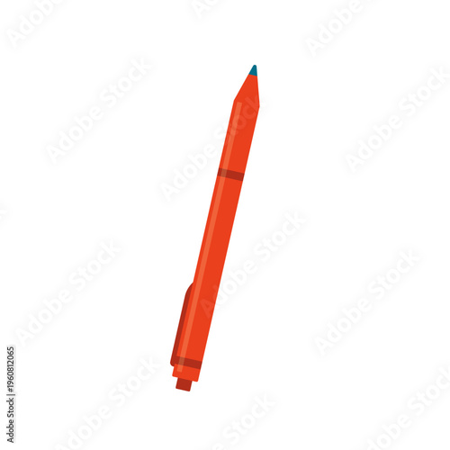 Orange Pen or Digital Stylus with Blue Tip Isolated on White Background