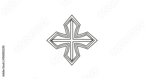 Stylized Christian Cross Symbol Outline