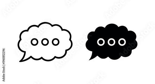 Black and white speech bubbles icons.