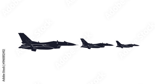 Three Fighter Jets Flying in Formation