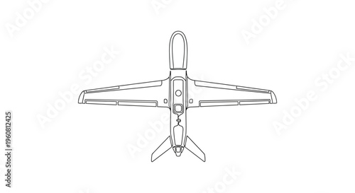 Top View Drone Illustration: Unmanned Aerial Vehicle Outline