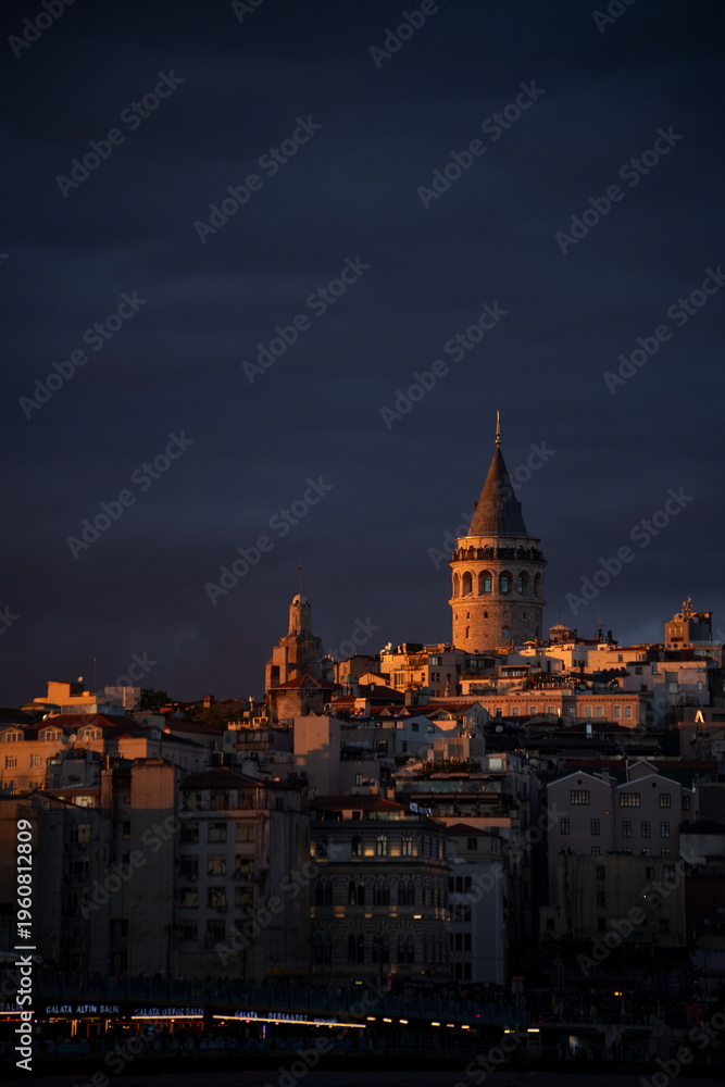 Obraz premium Images of the historic Galata Tower located in Istanbul, Türkiye. 