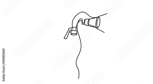 Saxophone Mouthpiece and Ligature Line Art Illustration
