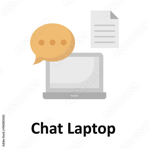 Chat Laptop Vector icon which can easily modify or edit