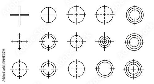 Set of Target Reticles and Crosshairs Symbols