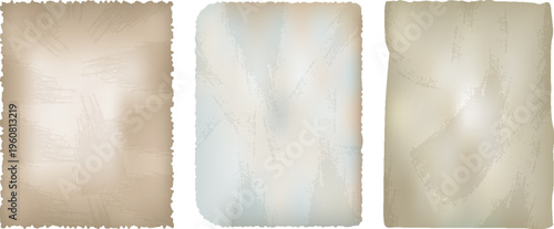 Three vintage parchment textures with aging and light effects