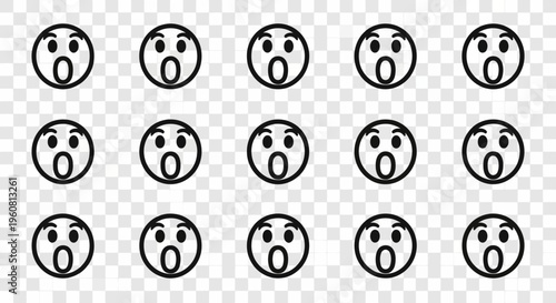Shocked Face Icons, Surprise Emoji Collection, Astonished Expression