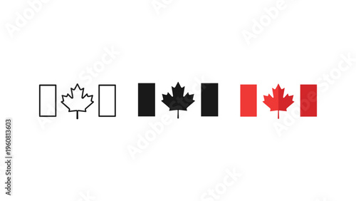 canada country flags with maple leaf symbols flat design vector illustration