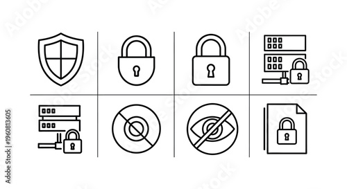 Security icons with locks and shields.