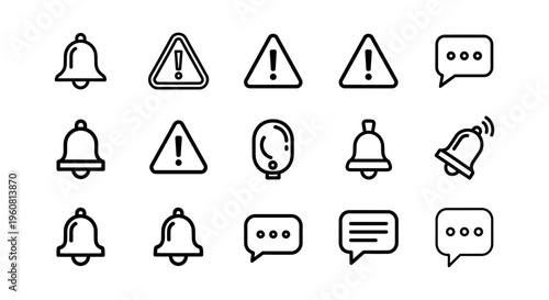Warning signs and chat icons.
