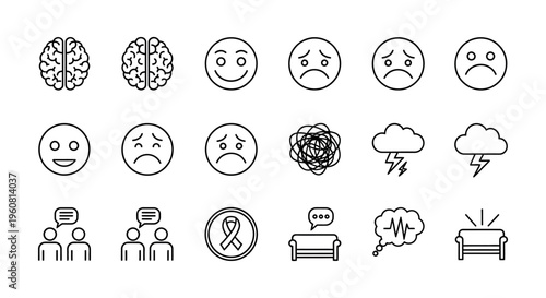 Mental health awareness symbols and icons.