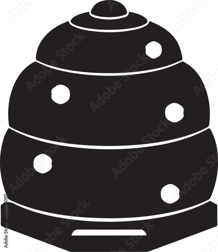 Black beehive icon, honeycomb symbol, insect hive sign, vector illustration