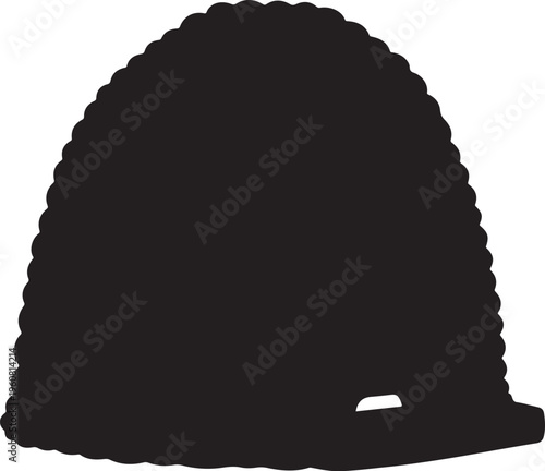 Black beanie, winter hat, knit cap, vector silhouette