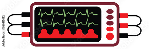 Defibrillator Heart Rate Monitoring with Medical Paddles Illustration