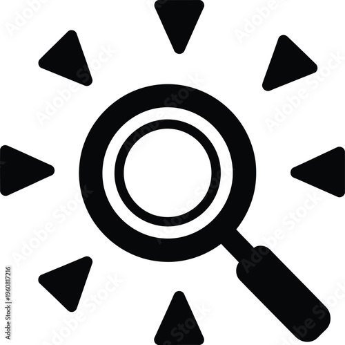 Tableau sur toile Magnifying glass icon with triangular rays on a white background