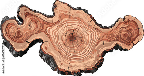 abstract 3D wooden topographical wave texture with organic concentric ridges and polished grain for luxury architectural backgrounds