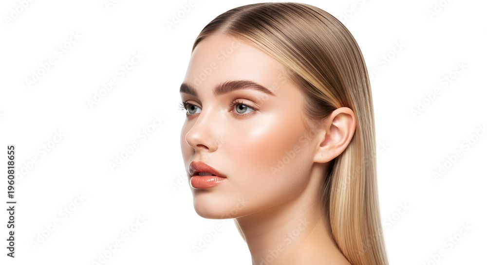 Fototapeta premium Beautiful Woman with Blonde Hair and Flawless Skin, Beauty Portrait