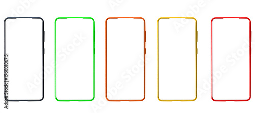 Smartphone Frames PNG Set – Isolated Phone Mockups with Transparent Screen for UI/UX & Design