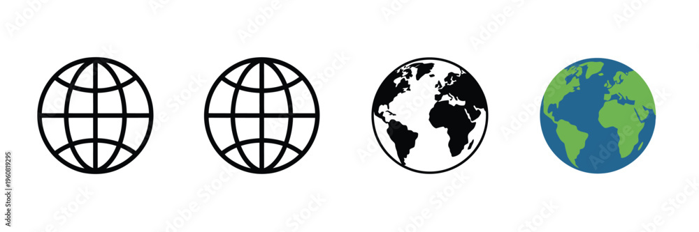 Fototapeta premium Globe Line Editable Icons Map Location Navigation Vector