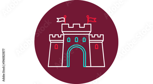 A simple illustration of a castle.