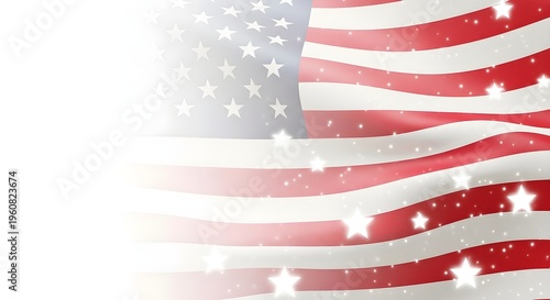 Waving American Flag with Stars and Stripes in a Festive Patriotic Display
