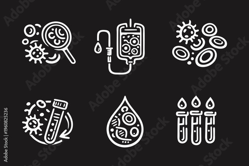 Blood Laboratory Research and Hematology Icon Collection