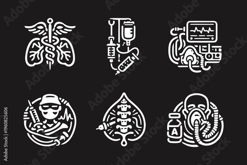 Medical Anesthesia and Critical Care Icon Set